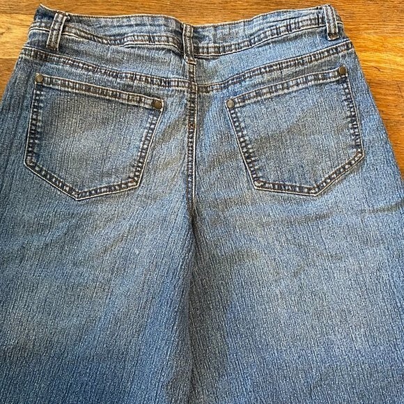Cato Raw Edge Wide Leg 5 Pocket Boho Demin Capris Size 10 - Picture 5 of 8
